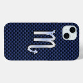 蠍座〔占星術の〕十二宮図シンボルネイビーブルーカーボンファイバースタイル Case-Mate iPhoneケース (裏面 (横))