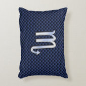 蠍座〔占星術の〕十二宮図シンボルネイビーブルー炭素繊維スタイル アクセントクッション (正面(垂直))
