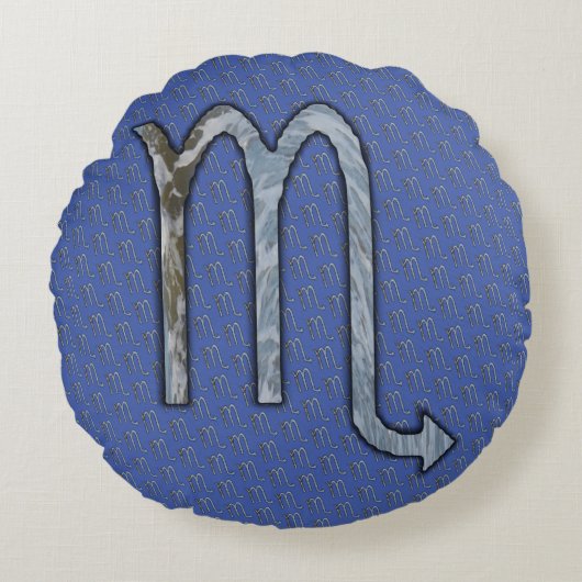 蠍座〔占星術の〕十二宮図シンボル要素byケネス・ヨンチッチ ラウンドクッション (正面)