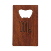 蠍座〔占星術の〕十二宮図シンボルinマホガニースタイル クレジットカード栓抜き (正面)