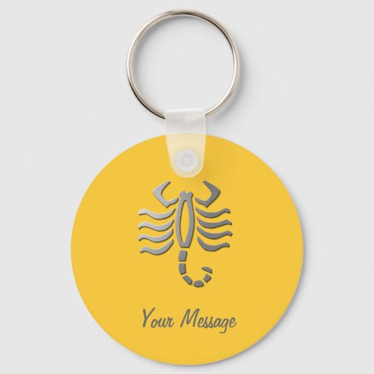 蠍座〔占星術の〕十二宮図スターサインシルバーキーリング キーホルダー (正面)