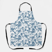 蠍座〔占星術の〕十二宮図ブエレガントルーホワイトスコーピオンフローラ エプロン (正面)