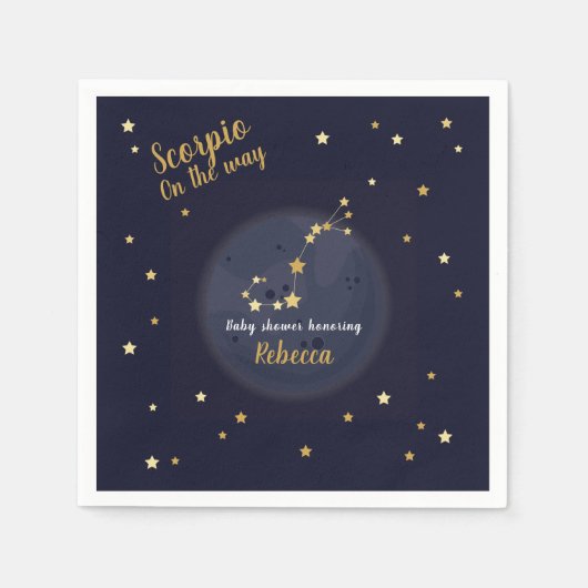 蠍座〔占星術の〕十二宮図ベビースシャワー スタンダードカクテルナプキン (正面)