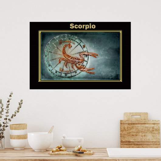 蠍座〔占星術の〕十二宮図占星術デザイン ポスター (キッチン)