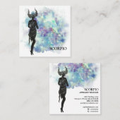 *~*蠍座〔占星術の〕十二宮図占星術リーディングティール（緑がかった色）+青 スクエア名刺 (正面/裏面)