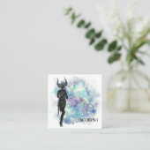 *~*蠍座〔占星術の〕十二宮図占星術リーディングティール（緑がかった色）+青 スクエア名刺 (スタンド正面)