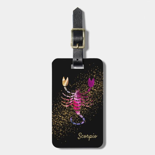 蠍座-〔占星術の〕十二宮図占星術-スコーピオン ラゲッジタグ (正面縦)