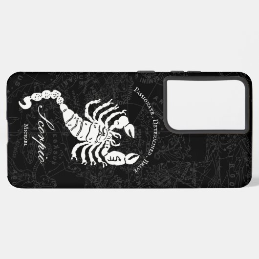 蠍座〔占星術の〕十二宮図星占いサインブラック名前をカスタムする SAMSUNG GALAXYケース (左側面)