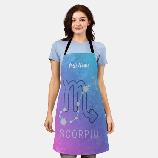 蠍座〔占星術の〕十二宮図星印占星術星座 エプロン (着用した状態)