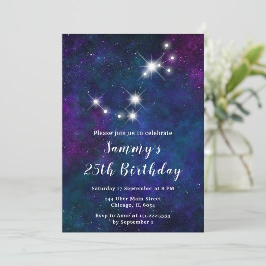 蠍座〔占星術の〕十二宮図星座バースデーパーティー 招待状 (スタンド正面)