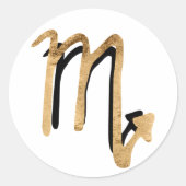 蠍座〔占星術の〕十二宮図星座黒金ゴールド記号 ラウンドシール (正面)