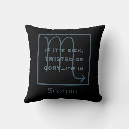 蠍座〔占星術の〕十二宮図標識おもしろい引用文ブルー文字誕生日 クッション (裏面)