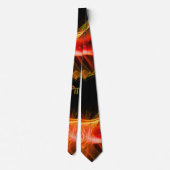 蠍座〔占星術の〕十二宮図標識、赤オレンジのフラクタル渦巻き ネクタイ (裏面)