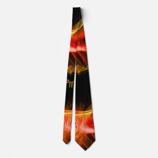 蠍座〔占星術の〕十二宮図標識、赤オレンジのフラクタル渦巻き ネクタイ (裏面)