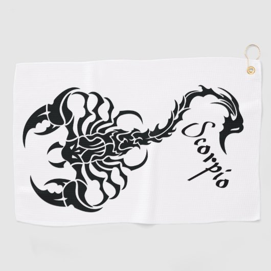 蠍座〔占星術の〕十二宮図記号と記号 ゴルフタオル (横)