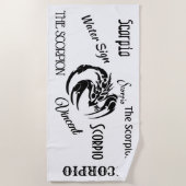 蠍座〔占星術の〕十二宮図記号と記号 ビーチタオル (正面)