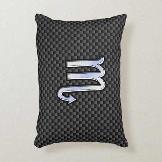 蠍座〔占星術の〕十二宮図記号の炭素繊維プリント アクセントクッション (正面(垂直))