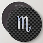 蠍座〔占星術の〕十二宮図記号の炭素繊維プリント 缶バッジ (正面&裏面)