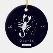 蠍座〔占星術の〕十二宮図記号占星術記号名と年 セラミックオーナメント (正面)