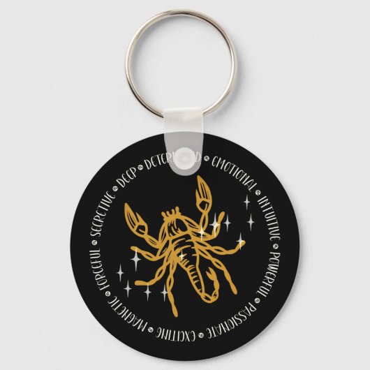 蠍座〔占星術の〕十二宮図記号：記号、星座、情報 キーホルダー (正面)