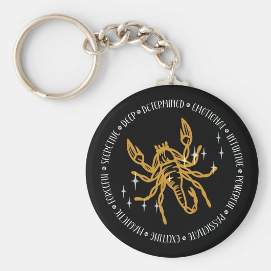 蠍座〔占星術の〕十二宮図記号：記号、星座、情報 キーホルダー (正面)