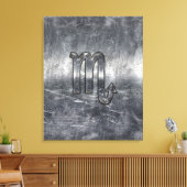 蠍座〔占星術の〕十二宮図記号(金属グランジスタイル) キャンバスプリント (インサイチュ (リビング))