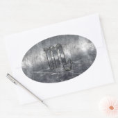 蠍座〔占星術の〕十二宮図記号(金属グランジスタイル) 楕円形シール (封筒)