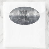 蠍座〔占星術の〕十二宮図記号(金属グランジスタイル) 楕円形シール (バッグ)