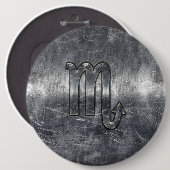 蠍座〔占星術の〕十二宮図記号(金属グランジスタイル) 缶バッジ (正面&裏面)