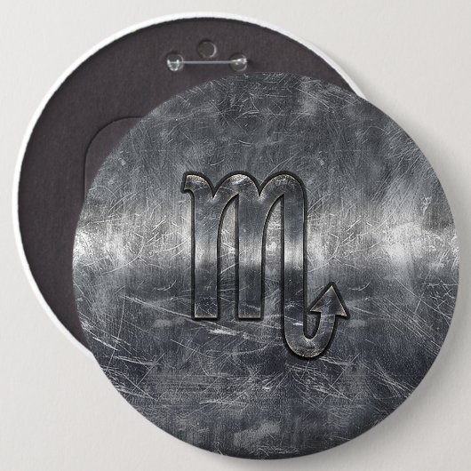 蠍座〔占星術の〕十二宮図記号(金属グランジスタイル) 缶バッジ (正面&裏面)