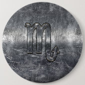 蠍座〔占星術の〕十二宮図記号(金属グランジスタイル) 缶バッジ (正面)