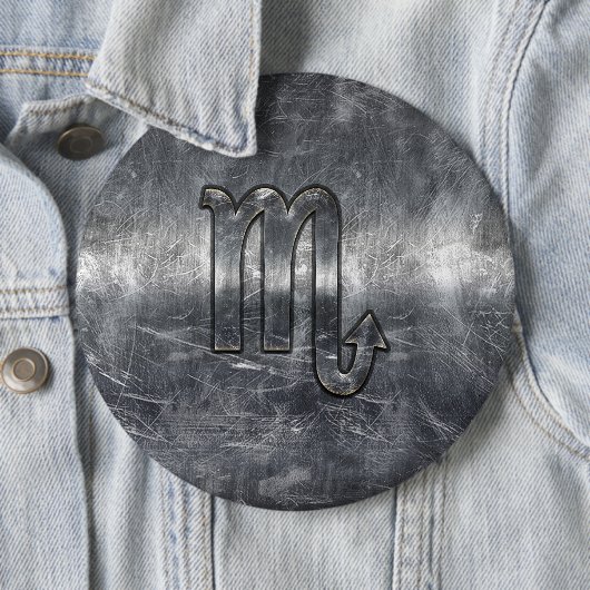 蠍座〔占星術の〕十二宮図記号(金属グランジスタイル) 缶バッジ (インサイチュ)