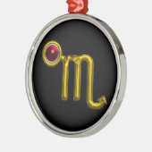 蠍座〔占星術の〕十二宮図誕生日ジュエルレッドグレネード金ゴールド メタルオーナメント (左)