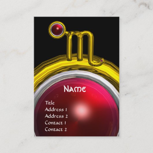 蠍座〔占星術の〕十二宮図誕生日モノグラムレッドグレネード 名刺 (正面)