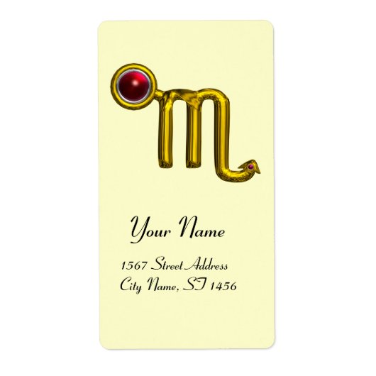 蠍座〔占星術の〕十二宮図誕生日レッドグレネード ラベル (正面)