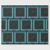 蠍座〔占星術の〕十二宮図誕生日名前の追加ティール(緑がかった色)&ブラック ラッピングペーパー (フラット)