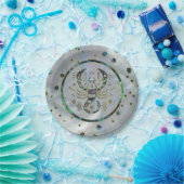 蠍座〔占星術の〕十二宮図金ゴールドアワビ ペーパープレート (パーティー)