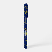 蠍座〔占星術の〕十二宮図+星占い記号パターンGld+ブルース iPhoneケース (右側面)