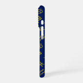 蠍座〔占星術の〕十二宮図+星占い記号パターンGld+ブルース iPhoneケース (左側面)