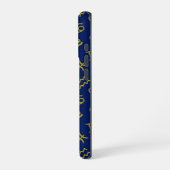 蠍座〔占星術の〕十二宮図+星占い記号パターンGld+ブルース iPhoneケース (左側面)