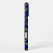 蠍座〔占星術の〕十二宮図+星占い記号パターンGld+ブルース iPhoneケース (右側面)