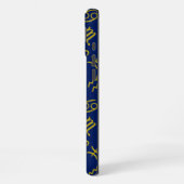 蠍座〔占星術の〕十二宮図+星占い記号パターンGld+ブルース iPhoneケース (左側面)