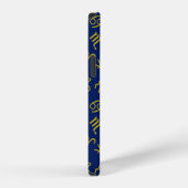 蠍座〔占星術の〕十二宮図+星占い記号パターンGld+ブルース iPhoneケース (右側面)