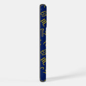 蠍座〔占星術の〕十二宮図+星占い記号パターンGld+ブルース iPhoneケース (右側面)