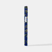 蠍座〔占星術の〕十二宮図+星占い記号パターンGld+ブルース iPhoneケース (右側面)