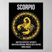 蠍座-占星術、おもしろい〔占星術の〕十二宮図サインユーモア ポスター (正面)
