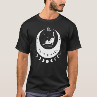 蠍座 星座占い 占星術 サイン 猫 三日月 Tシャツ
