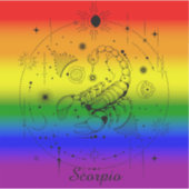 蠍座 星座 LGBTQ プライド レインボー 占星術 デザイン シール (正面)