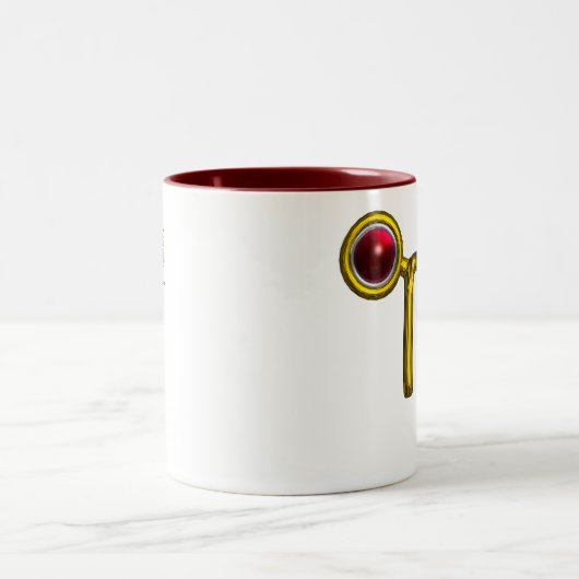 蠍座、金ゴールド〔占星術の〕十二宮図誕生日の宝石標識 ツートーンマグカップ (中央)