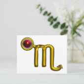 蠍座/金ゴールド〔占星術の〕十二宮図誕生日宝石 ポストカード (スタンド正面)